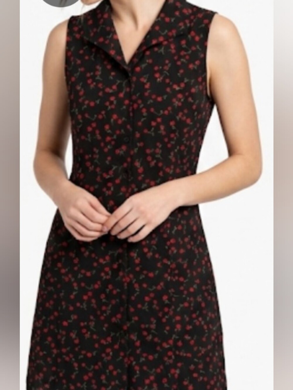 Impressions Workshop Red Floral Button Front Mini Dress Large